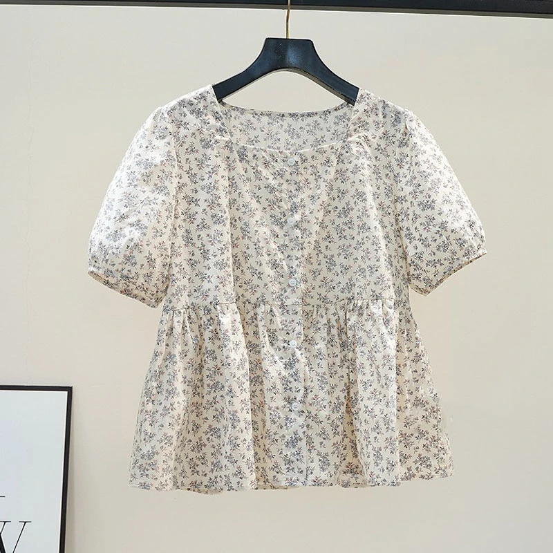 气质小清新时尚遮肚子洋气衬衫夏甜美设计感娃娃衫女小裙摆夏季