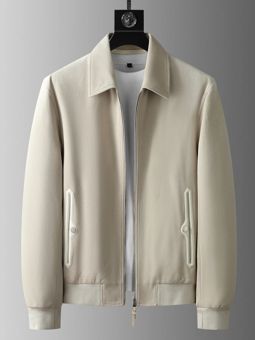 2025冬季新款男士极简翻领时尚男款羽绒填充休闲商务短款拉链外套