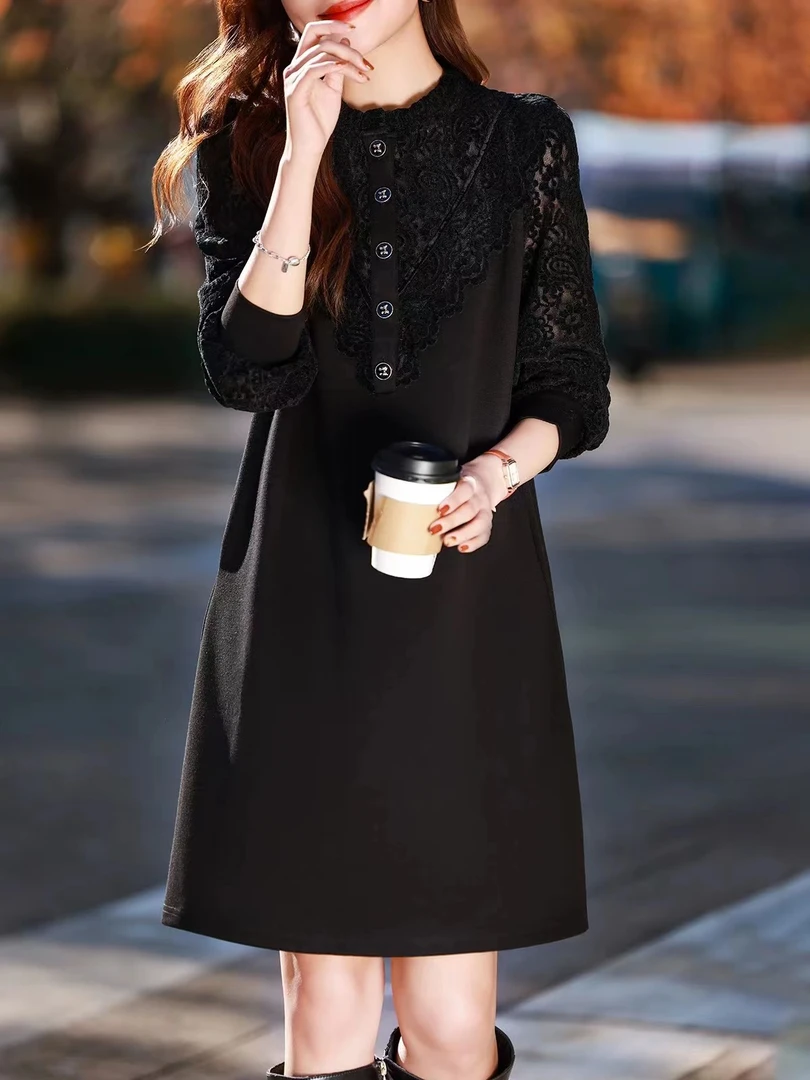 【SY060】秋季新款连衣裙2025秋款长袖秋冬气质显瘦打底中长裙子