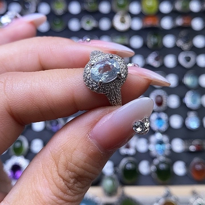 蓝宝石戒指银S925镶嵌