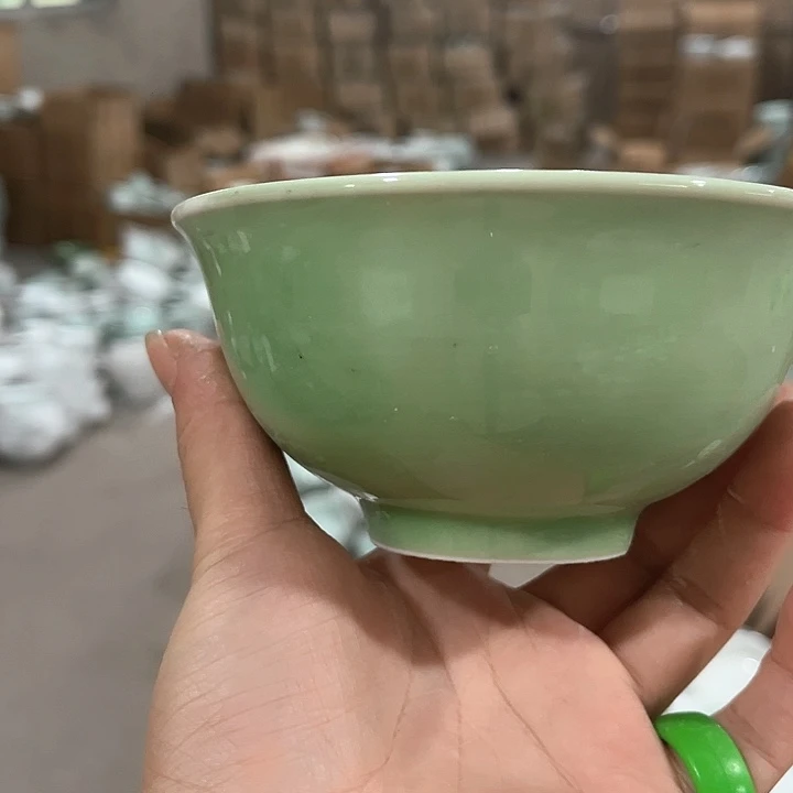 瓷片豆青釉4.75英寸米饭碗六个微瑕包邮
