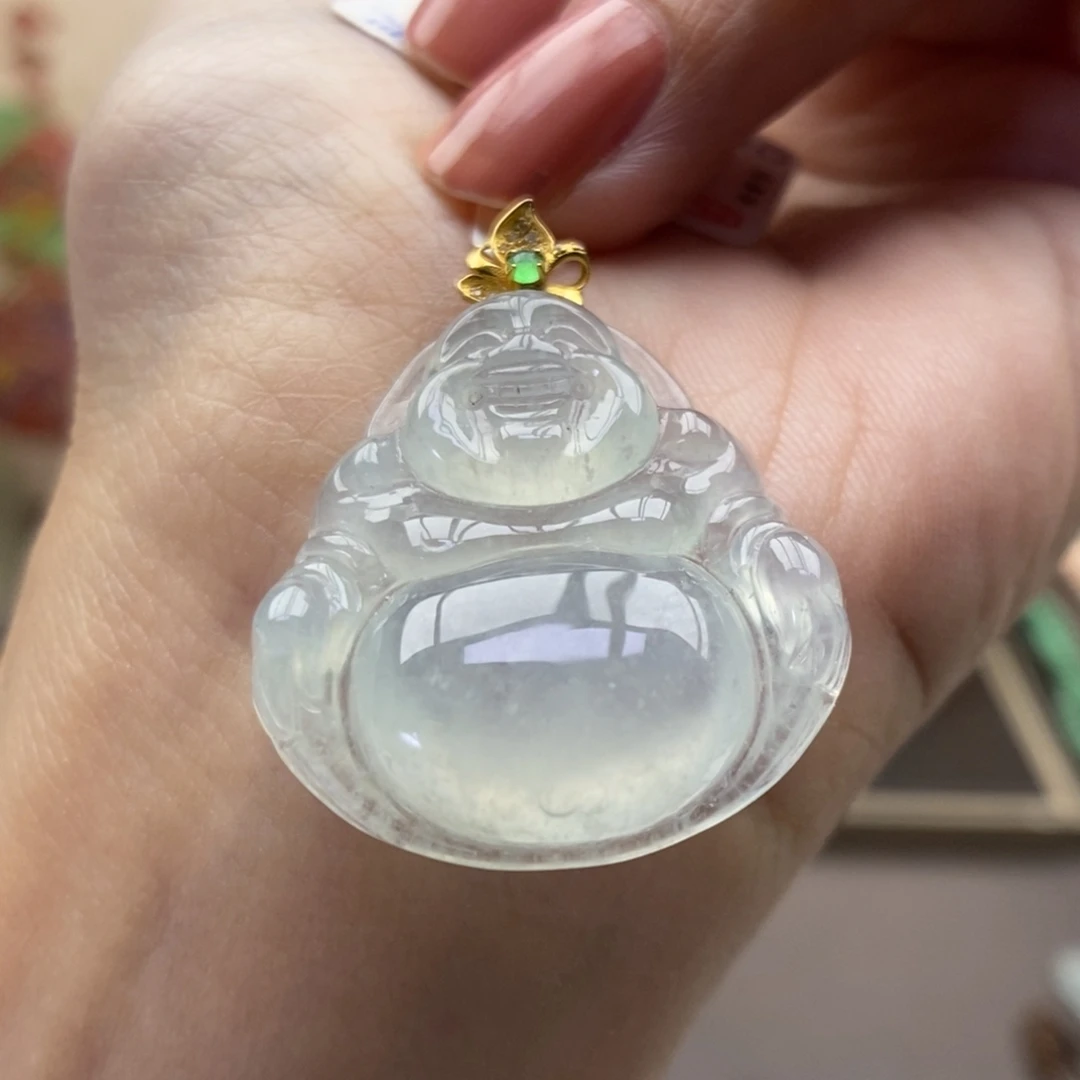 翡翠18K金镶嵌颈饰吊坠68