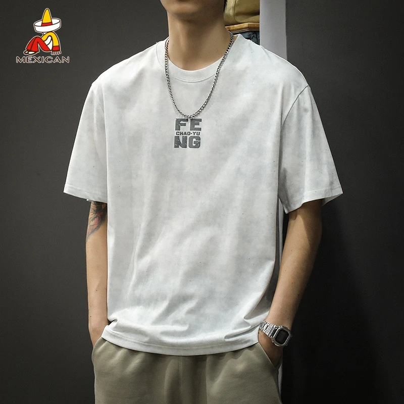 Mexican/稻草人复古圆领休闲短袖男款T恤夏季ins百搭半袖打底体恤