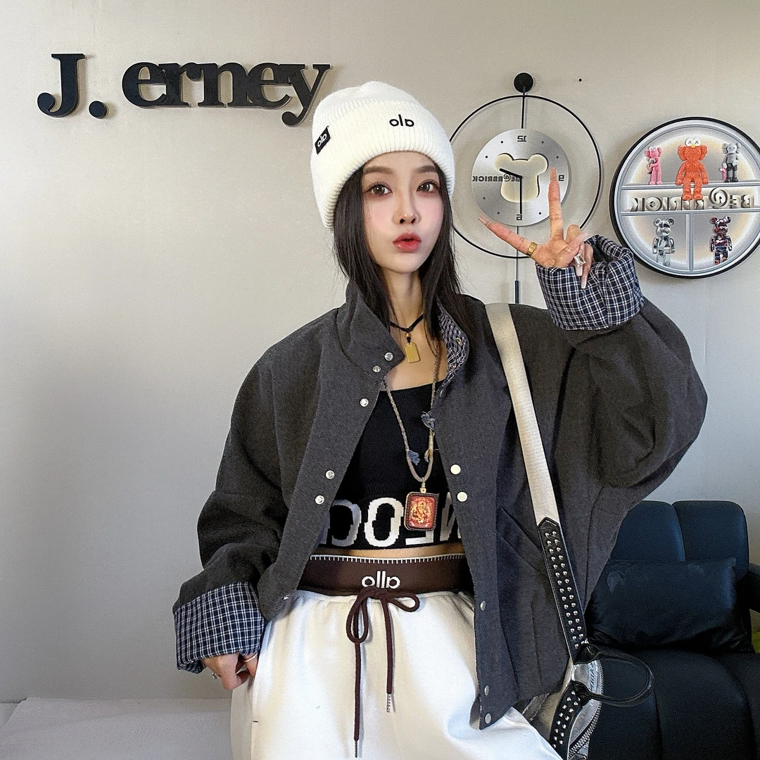 立领百搭呢料设计感外套女2025年秋季新款韩版百搭休闲单排扣上衣