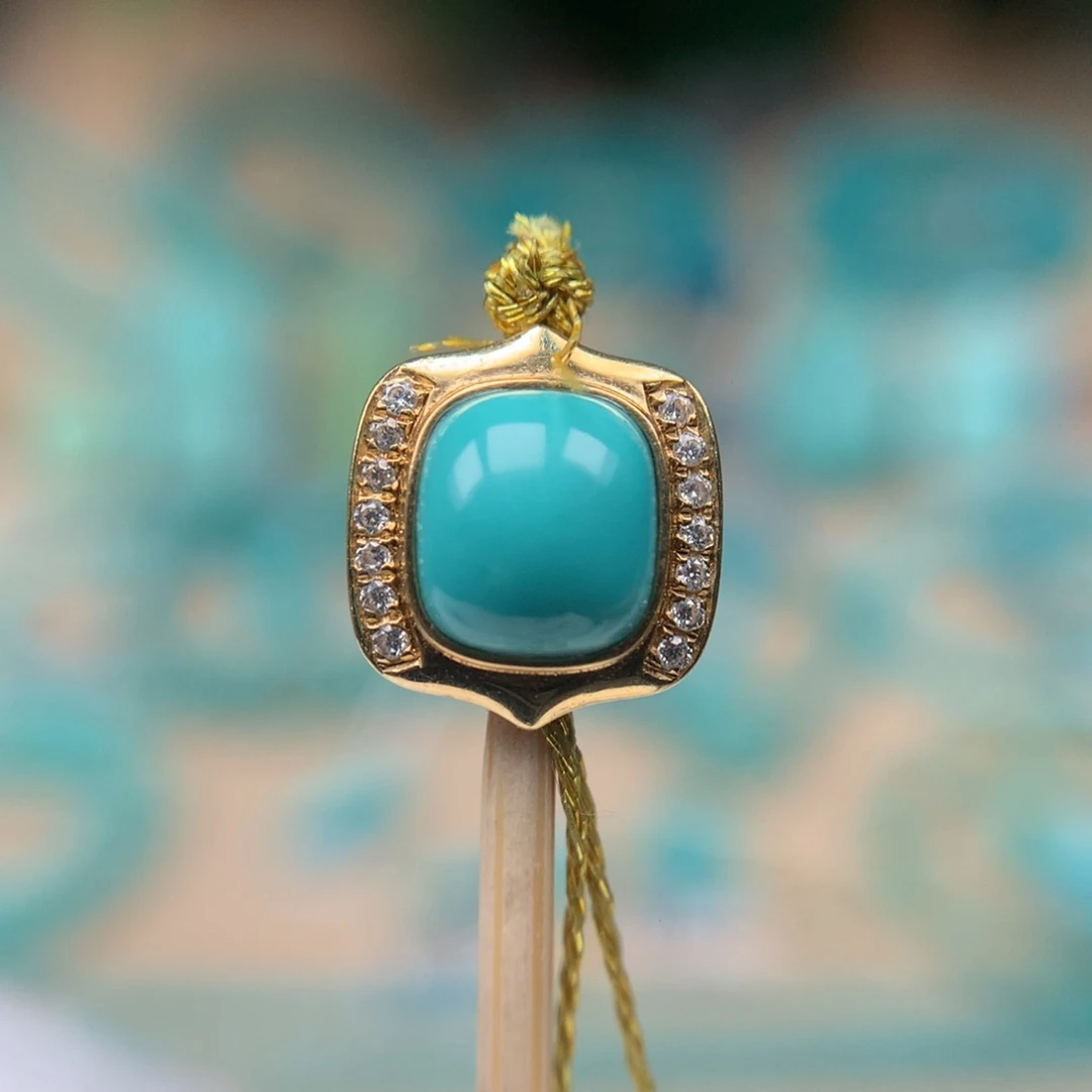 绿松石全品背云18K金镶嵌