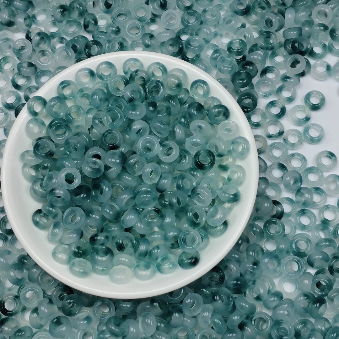 散珠W2939蓝水飘花大孔珠9*4MM*10颗