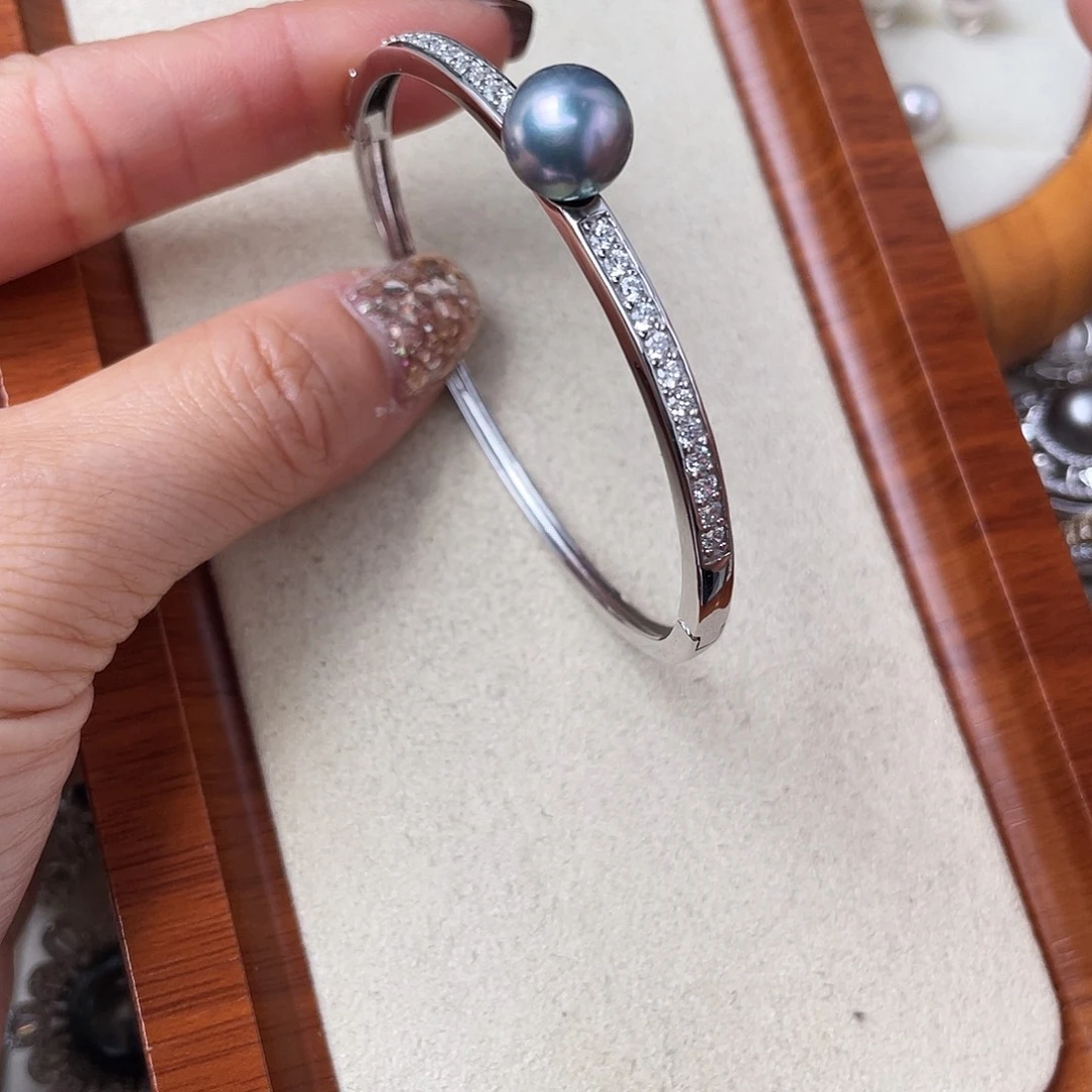 海水珍珠手镯银S925镶嵌