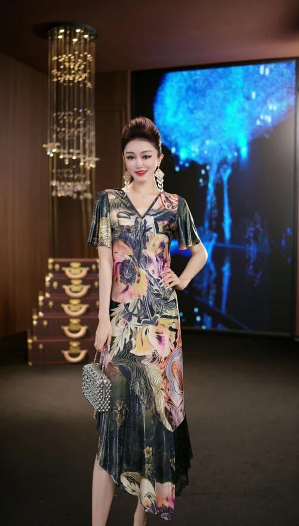 (娴儿)-气质显瘦高贵优雅法式时尚连衣裙 D1762