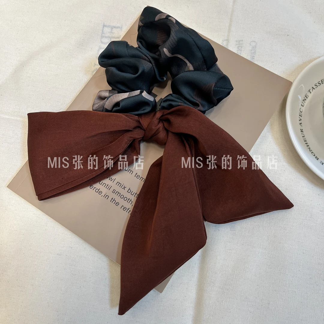 帛妃  韩版有质感复古缎面蝴蝶结头绳飘带法式简约百搭发圈发绳