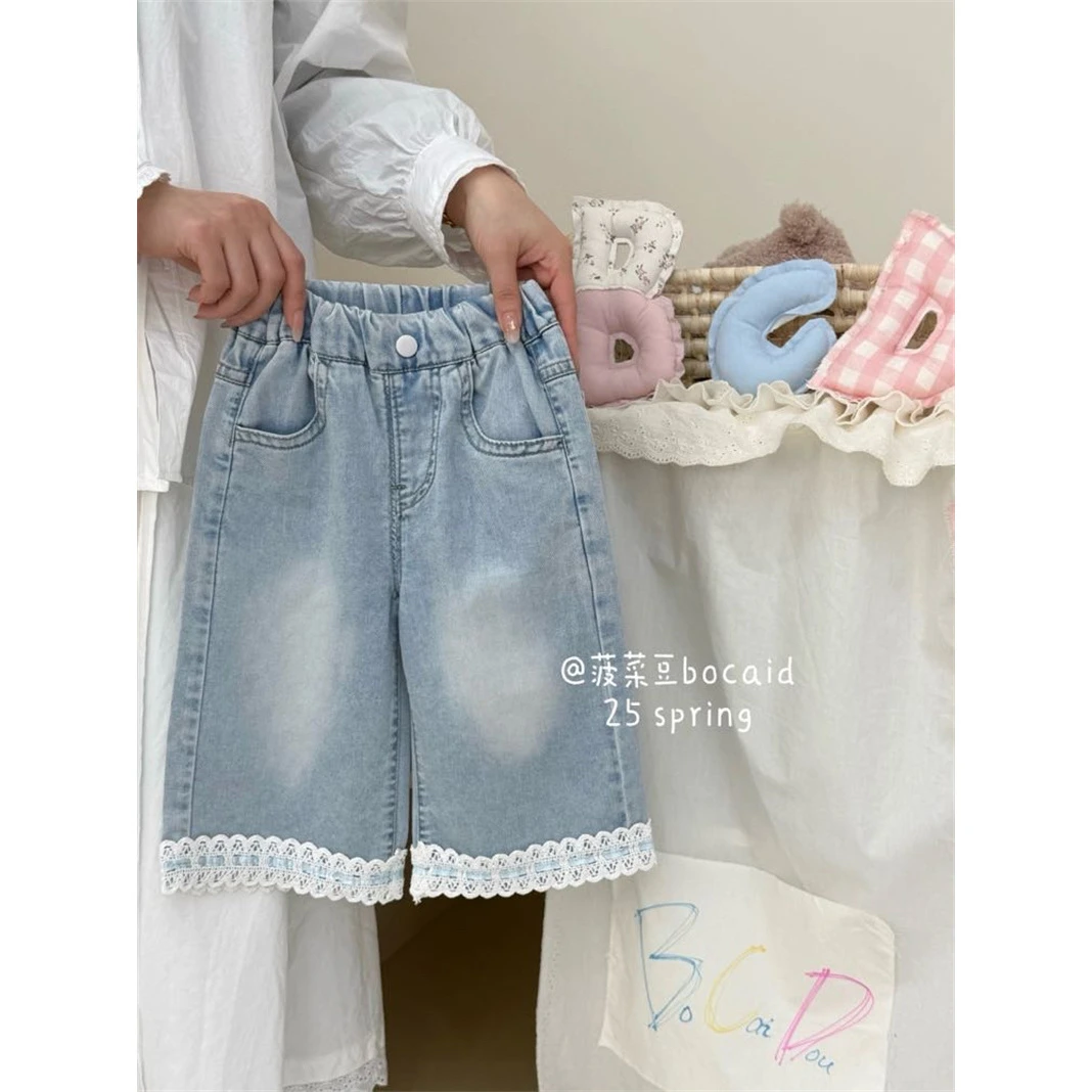 菠菜豆·25夏~蕾丝花边牛仔裤K8235