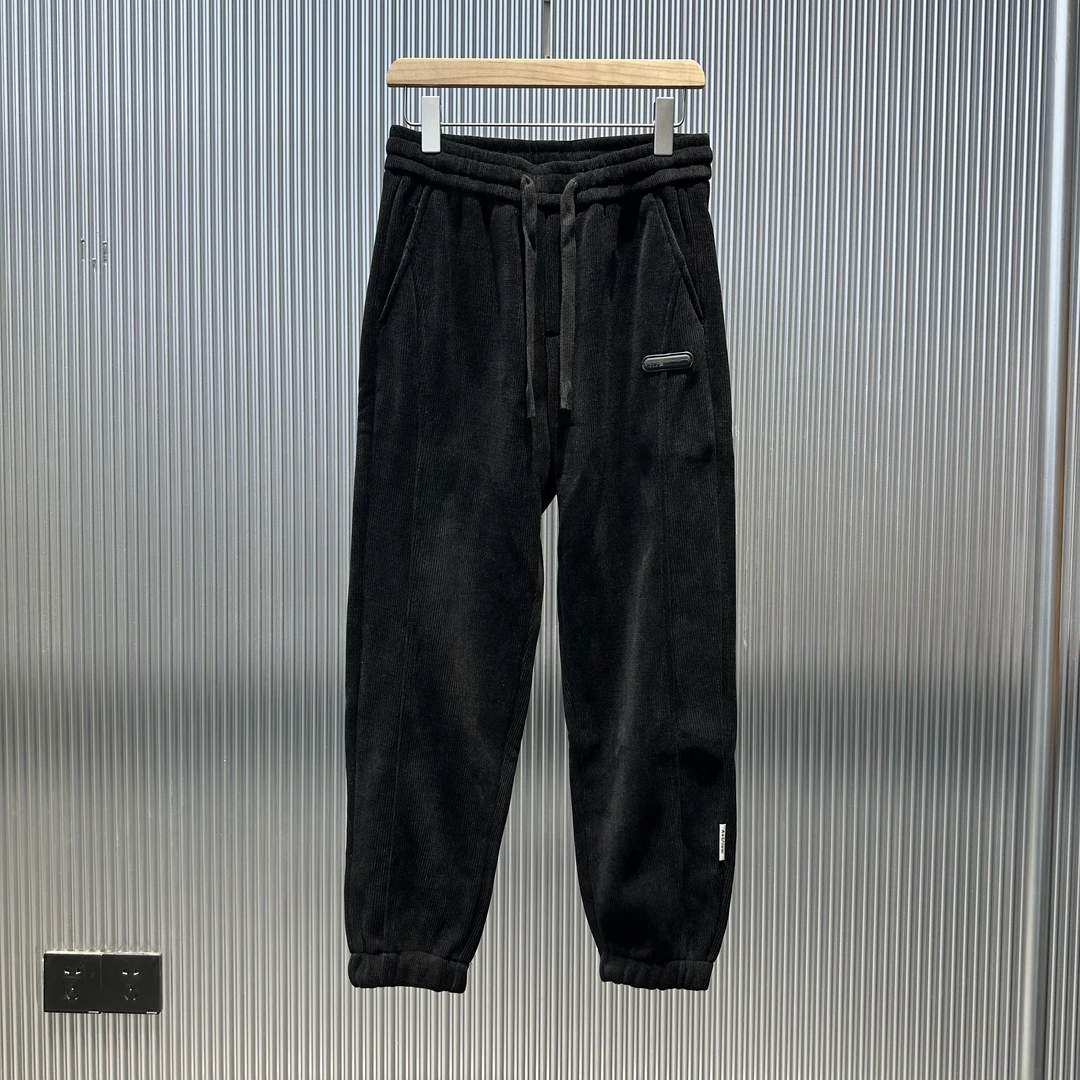 2024秋冬新款潮流百搭加绒加厚松紧带抽绳休闲束脚男士卫裤1350