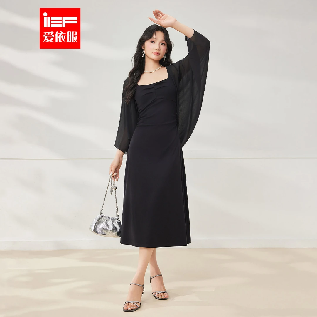 IEF/爱依服2025年夏季新款时尚显瘦外披气质吊带无袖连衣裙两件套