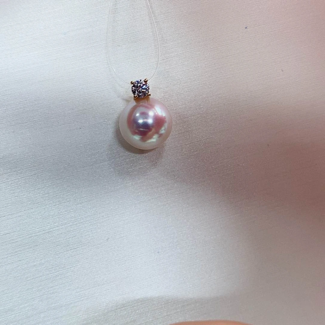 吊坠(不含链)18K金镶嵌海水珍珠8.5-9