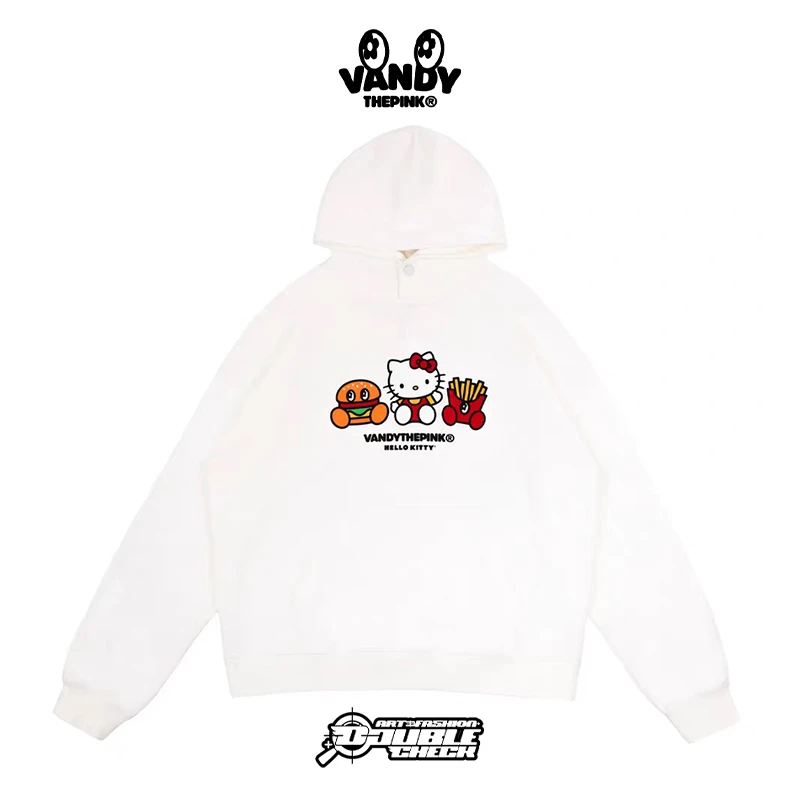 【官方正品】VANDYTHEPINK联名HelloKitty 白色可爱连帽卫衣