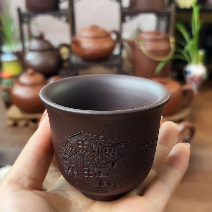 茶杯紫砂老紫泥 120cc