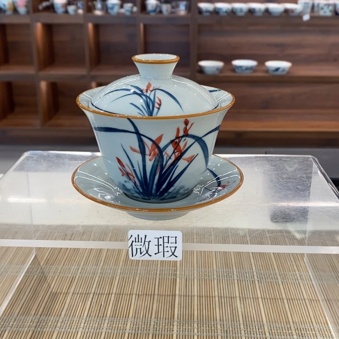 釉下彩老陶泥手工绘制