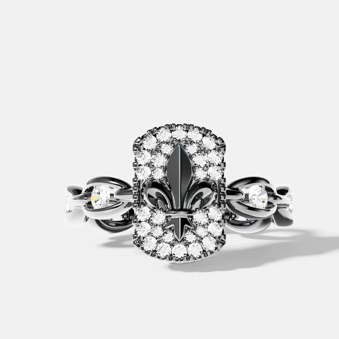 合金戒指 【孤品清】高级感细闪鸢尾花锆石 轻奢小众独特精致指环