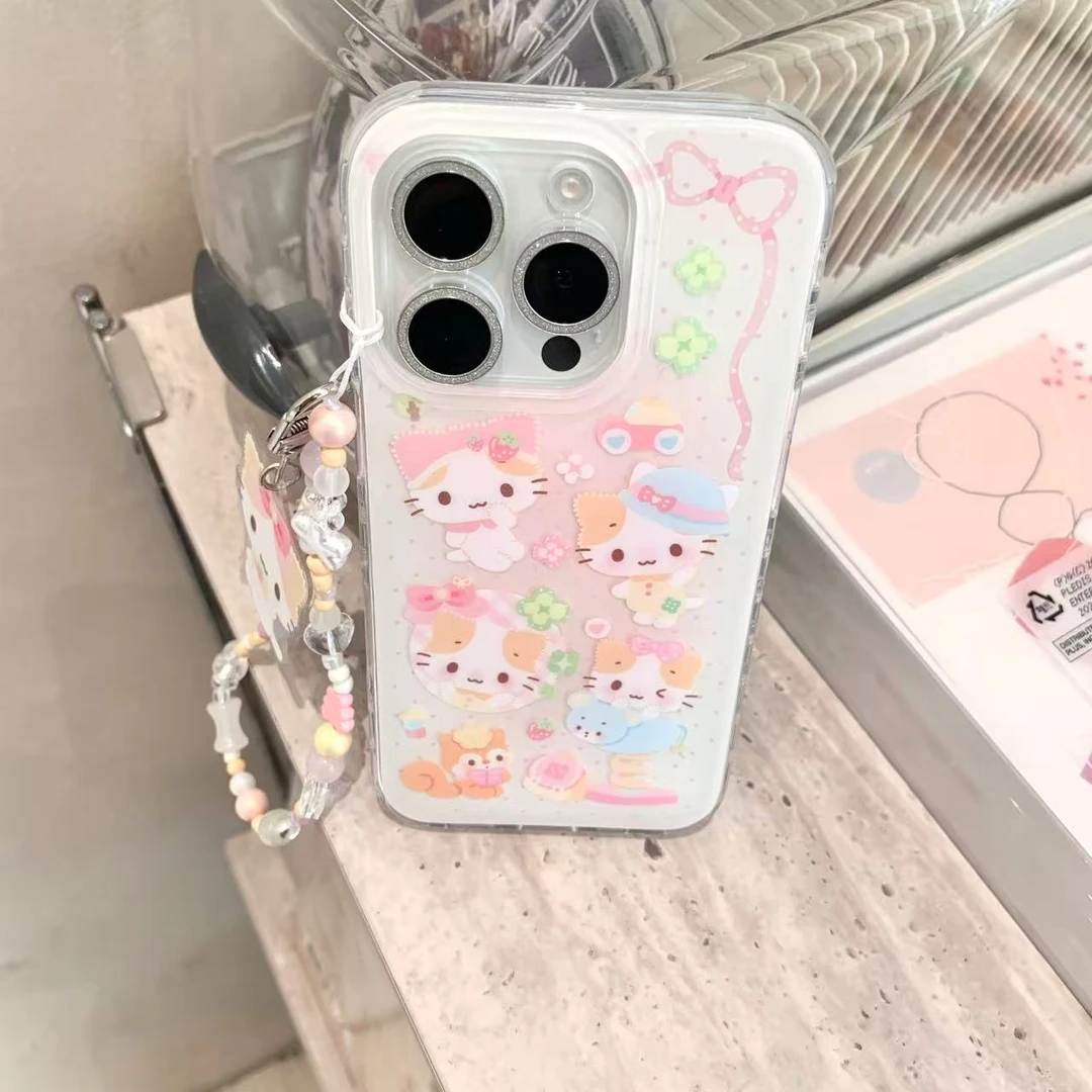 四叶草棉花糖卡通猫咪适用iphone17promax苹果16手机壳萌15可爱