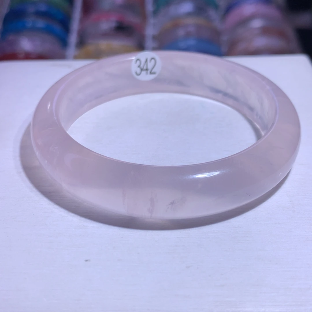 银S925镶嵌水晶手镯粉晶58圈342