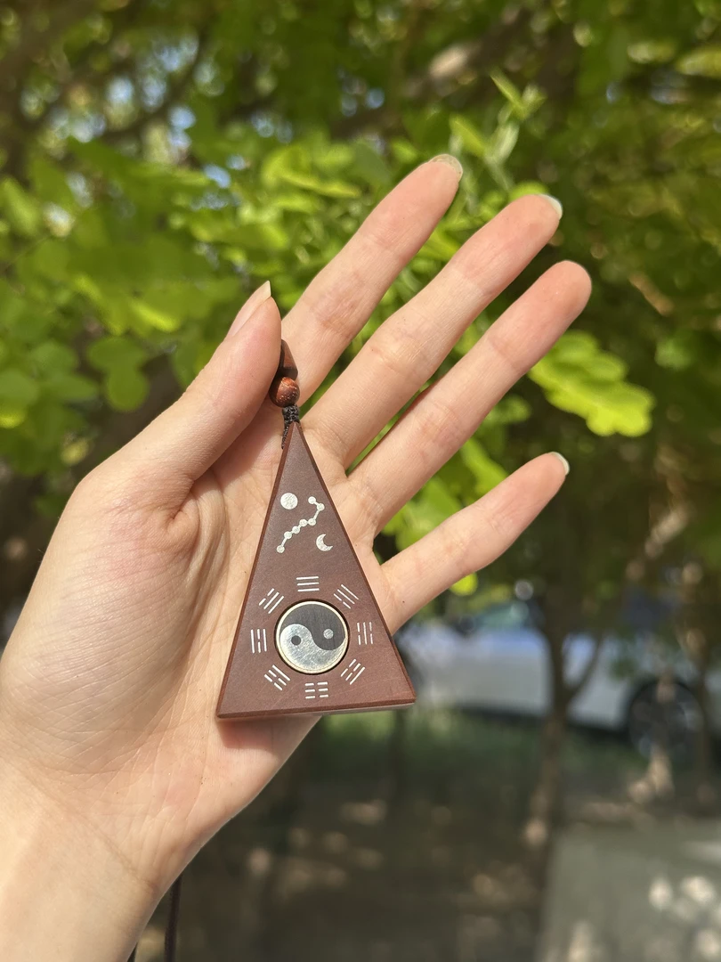 雷击枣木镶嵌银丝吊坠挂件【三生雷木】