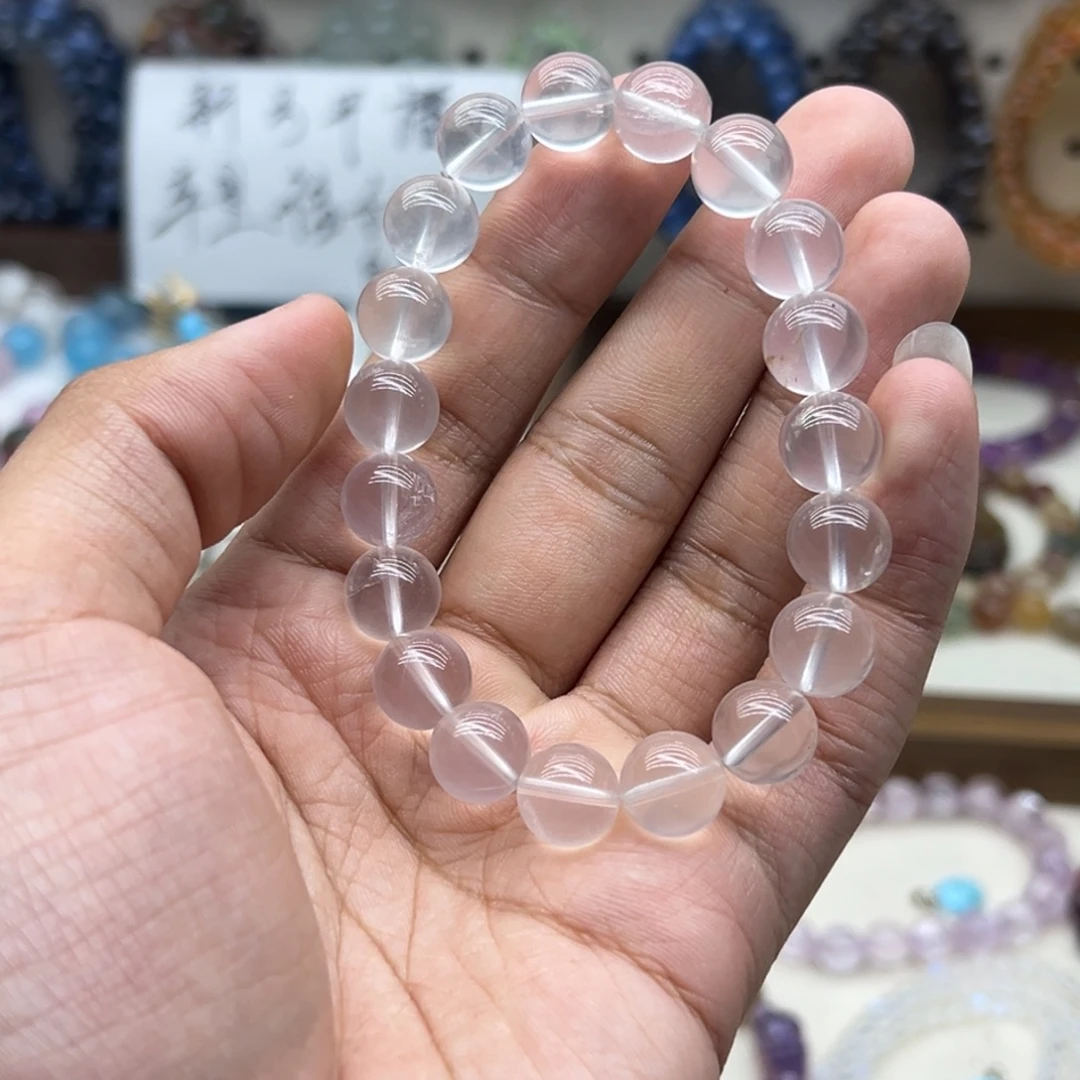 水晶未镶嵌手链11咪净体奶白晶