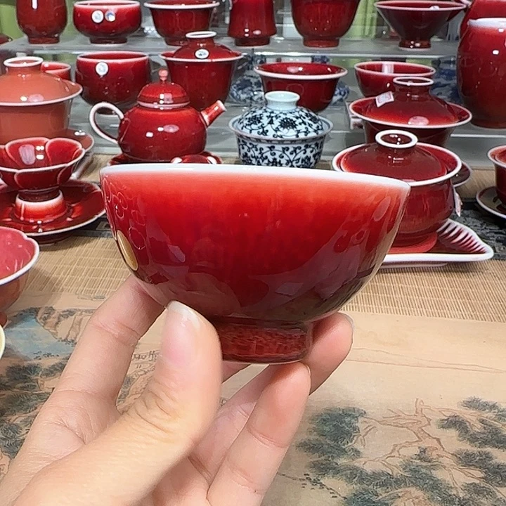 景德镇陶瓷红马坊杯