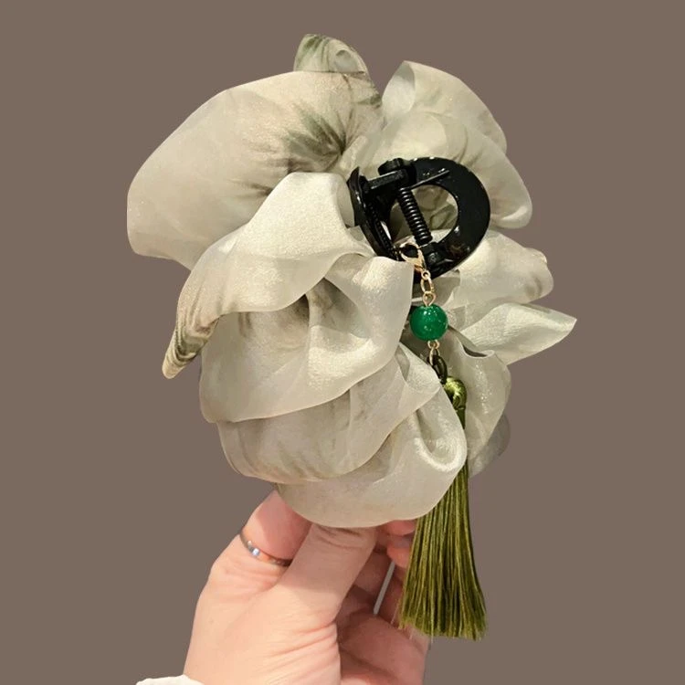 A 约13cm水墨泡泡气质显发量轻奢小众鲨鱼夹子半扎发夹发饰1985