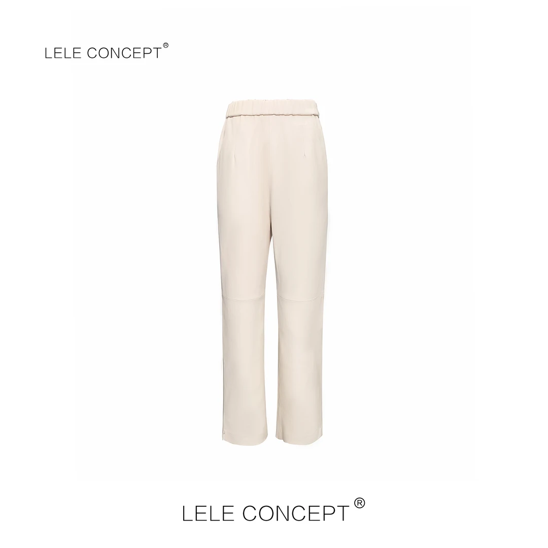 LELE CONCEPT丨「丽」时尚舒适百搭款两色烟筒皮裤K0481