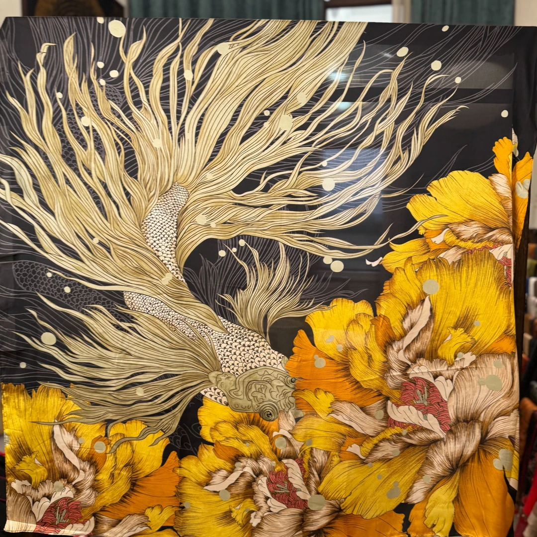 【W4-3 锦鲤】110*110丽景缎方巾气质百搭时尚提花丝巾女士优