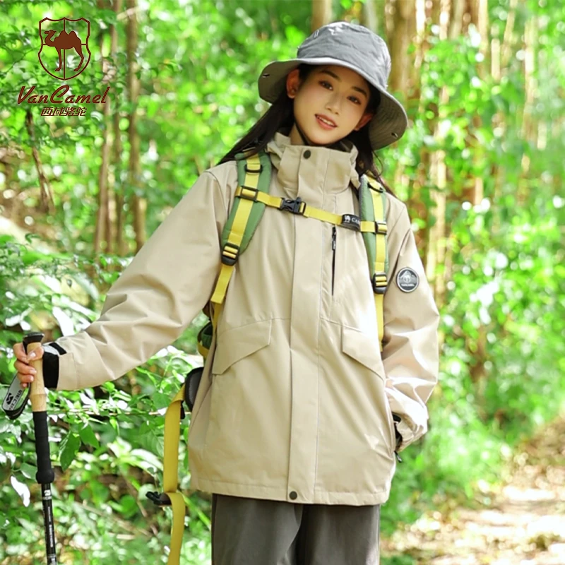 西域骆驼户外男女款三合一登山服冲锋衣女款爆款2025新款