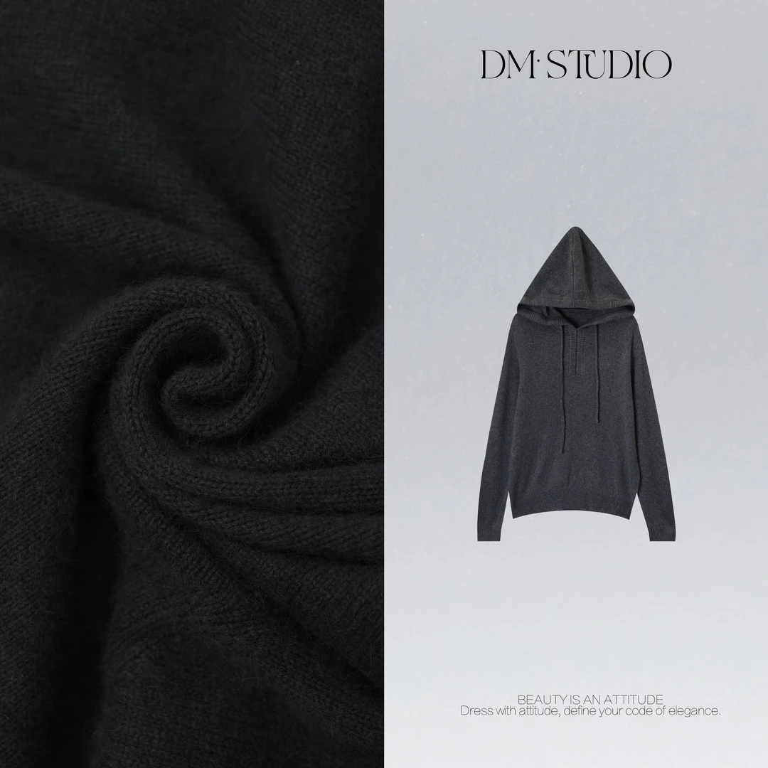 DEDM•STUDIO/慵懒百搭极简风气质减龄连帽针织毛衣2511MY/A691007