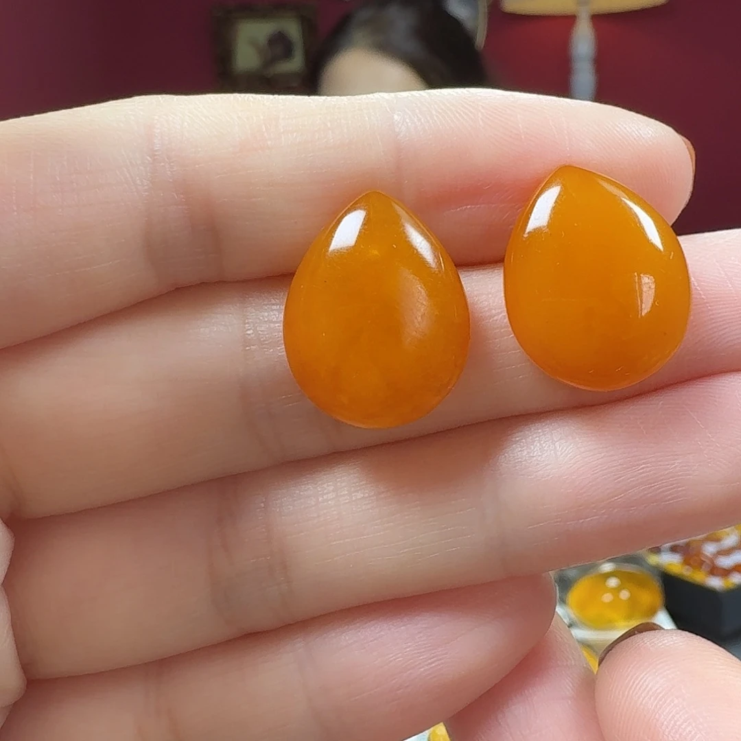 蜜蜡银S925镶嵌耳钉耳钉