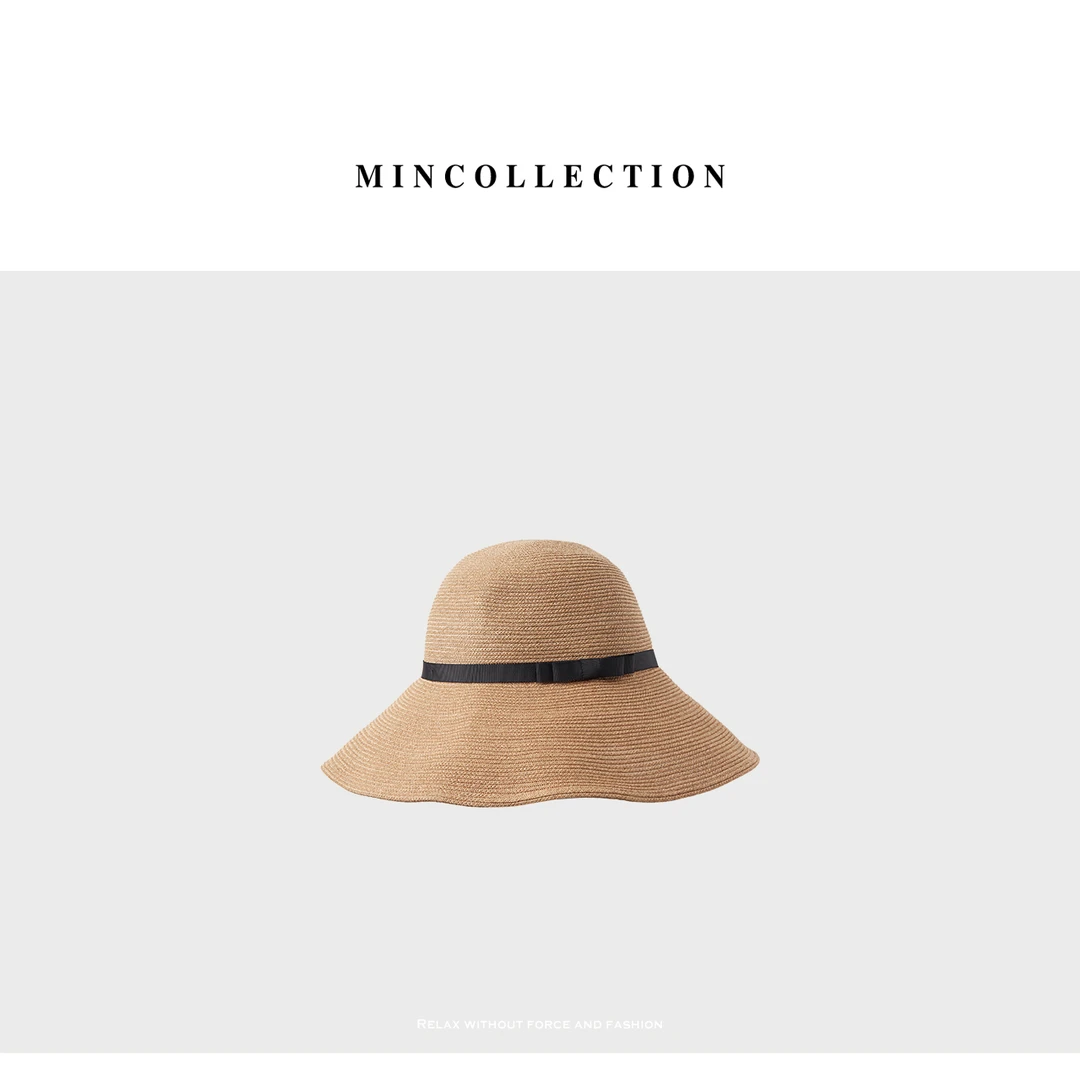 DE Mincollection 进口纸草大帽檐翻折遮阳户外度假草帽M2501