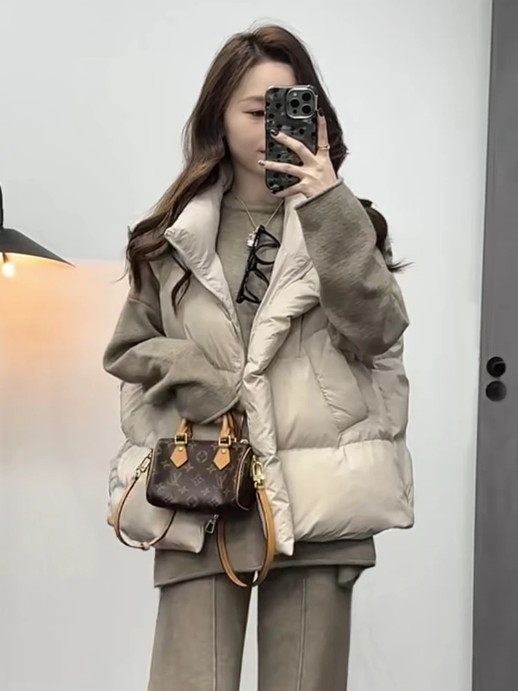 XiaoMa.立领厚款拼接90白鸭绒冬季马夹短款显瘦时尚马甲搭配款