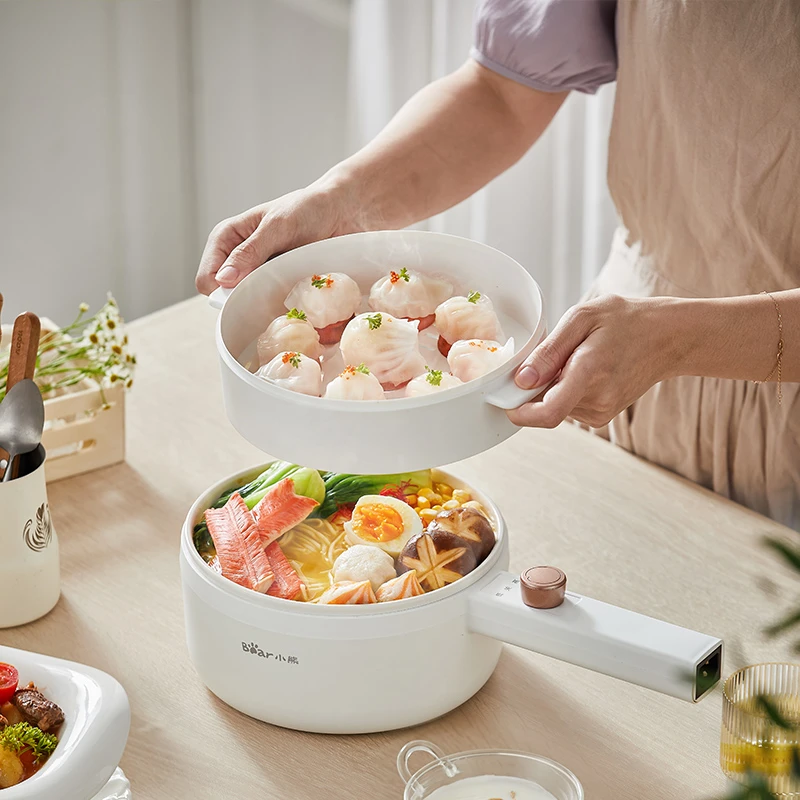 小熊电煮锅家用宿舍学生锅一人食泡面锅小电火锅多功能蒸煮一体锅