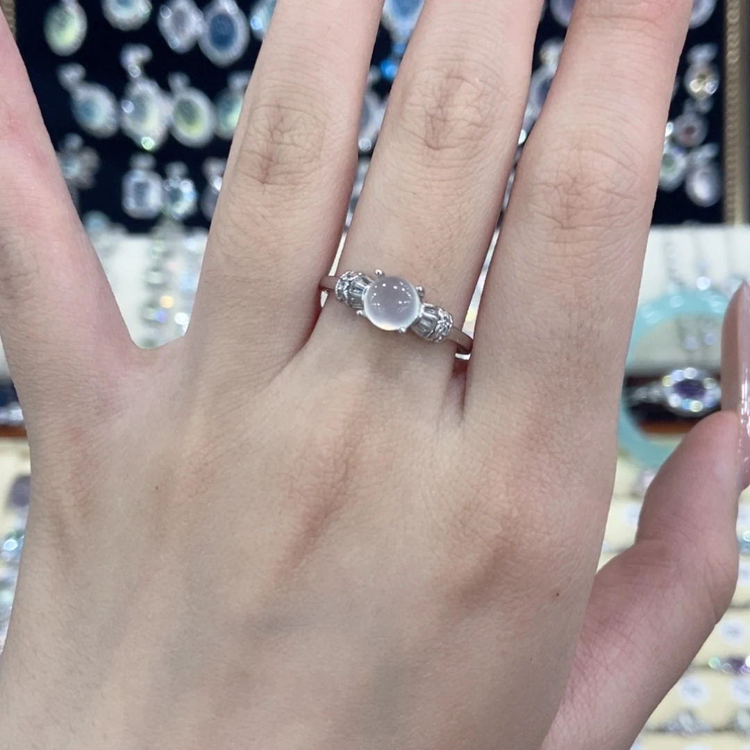 蛇纹石玉银S925镶嵌戒指