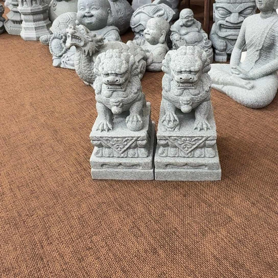 石材青砂石石狮子一对7
