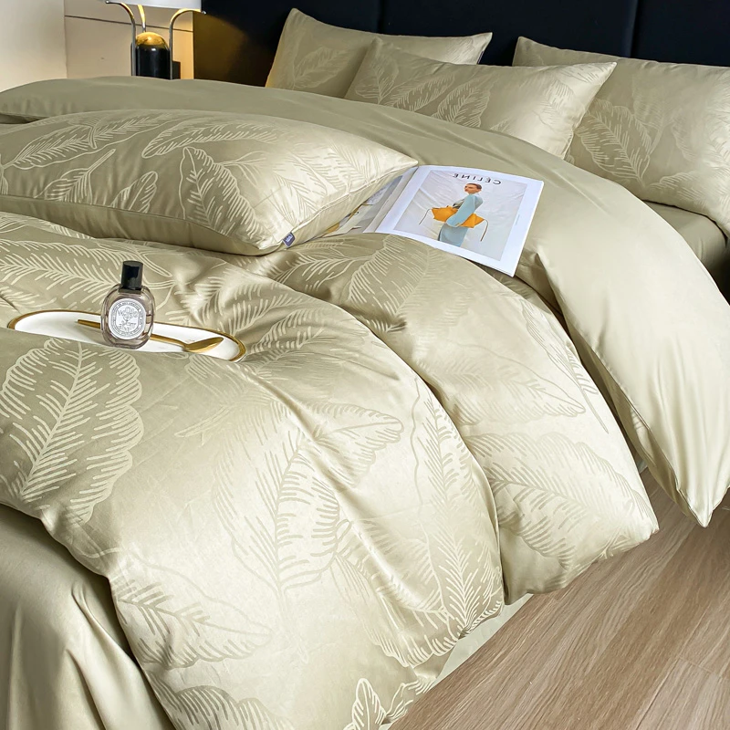 娃娃专属-高端全棉四季款提花系列四件套纯色款简约