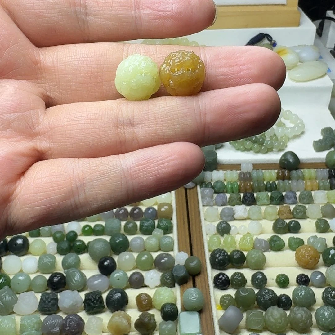 阿***哥和田玉未镶嵌珠宝半成品和田玉貔貅单珠14㎜×2