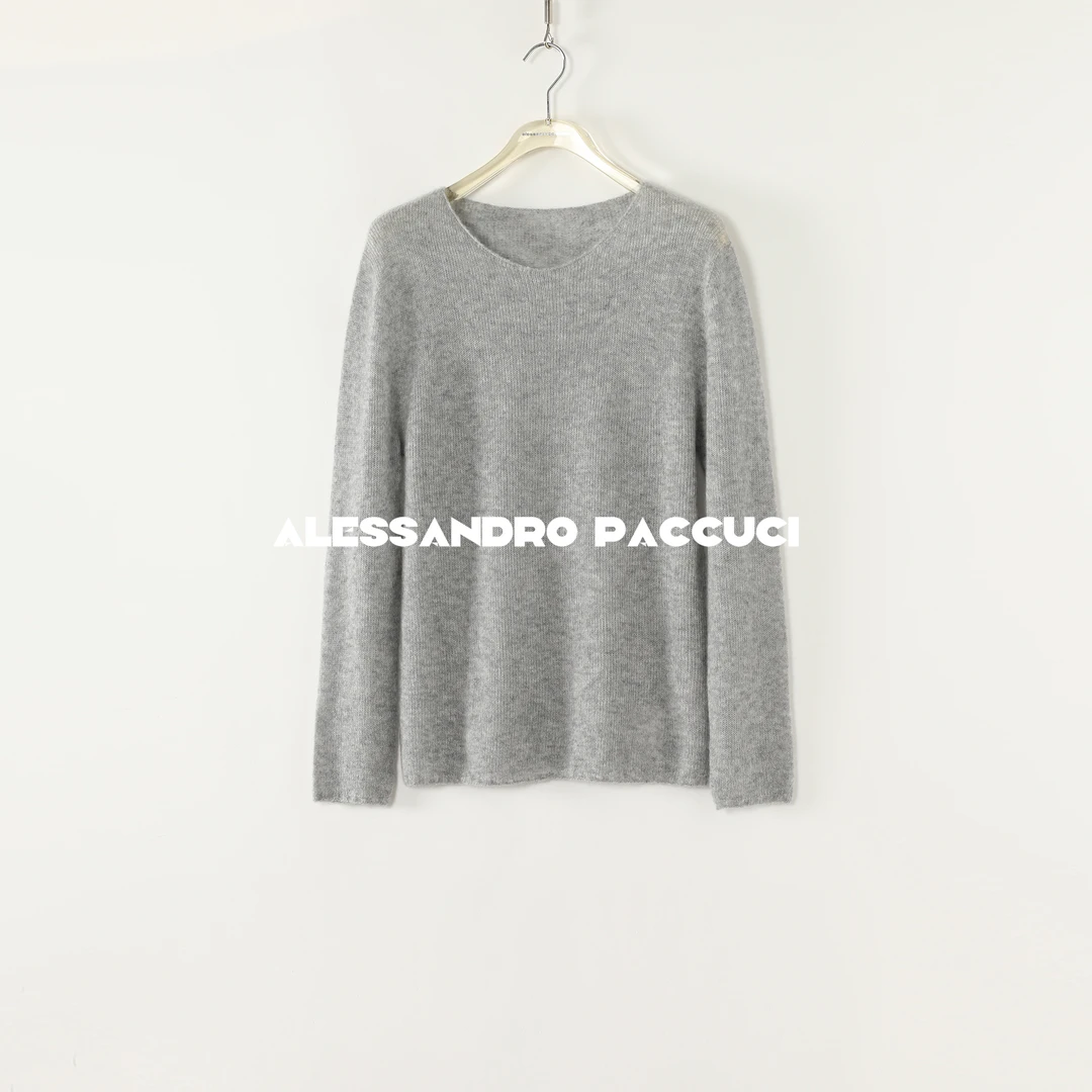 AP洛哥53084ST【浅花灰/粉/从绒/云柔时光】羊绒桑蚕丝轻薄套头衫