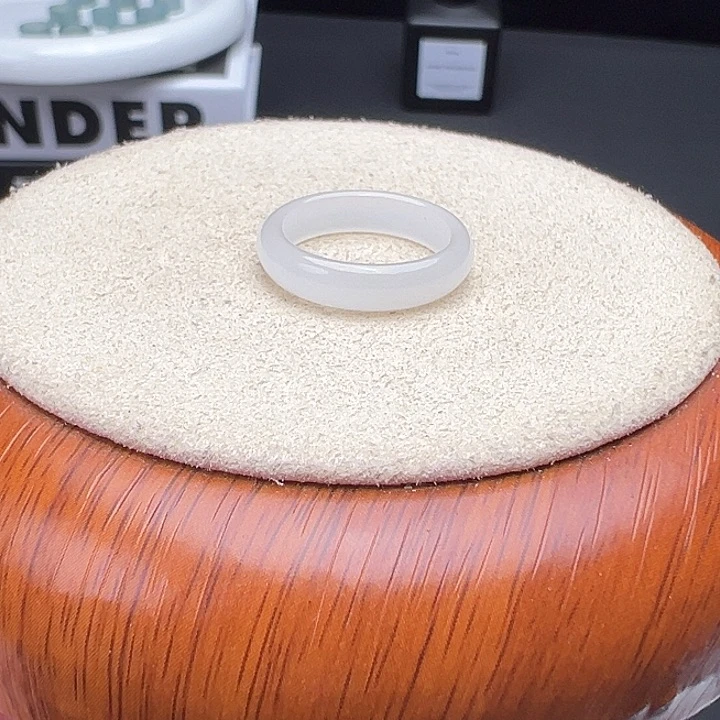 和田玉（糖玉）戒指未镶嵌z10冰白细条16.1不退换