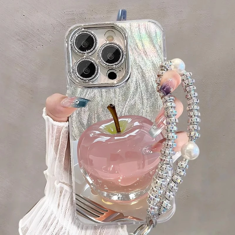 水晶苹果精孔羽纱适用苹果16promax手机壳华为新款vivo小米15oppo