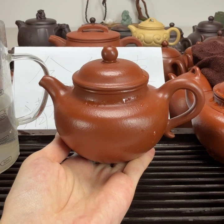 茶壶紫砂朱泥全手莲子260毫升