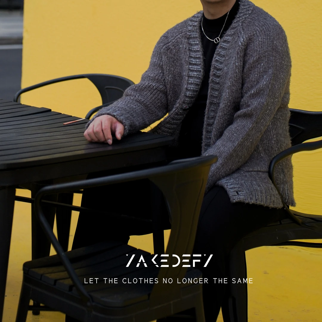 YAKEDEFY 慵懒周末｜1400g重磅精纺羊毛宽松百搭质感松弛开衫