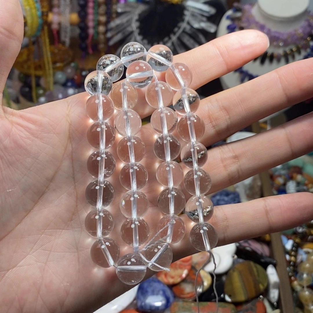 以***七未镶嵌，高透天然白水晶12mm，石英质玉
