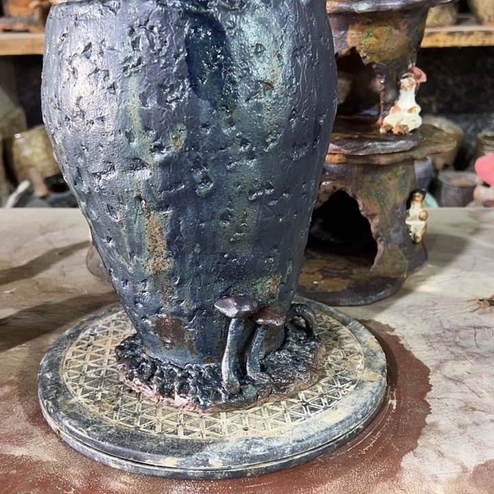 福利手工粗陶高温花器