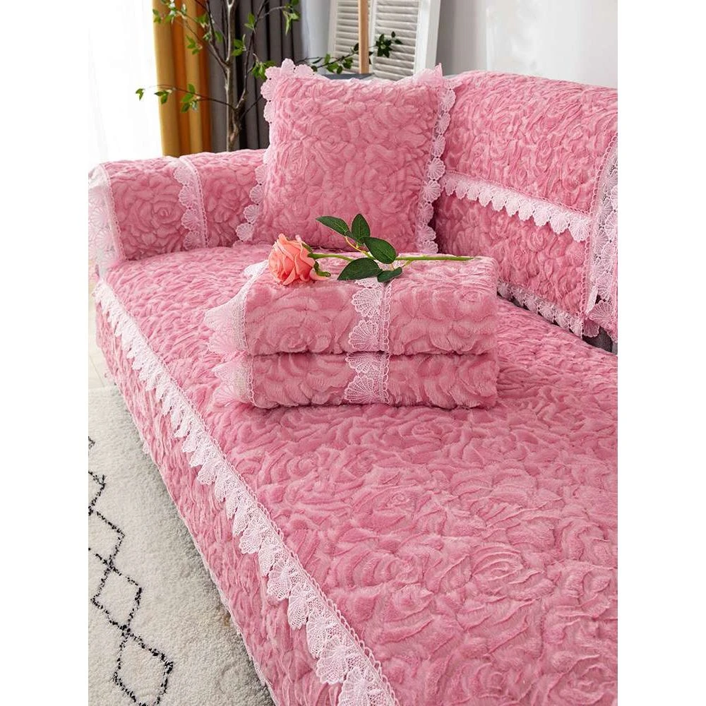 沙发垫冬季防滑防猫抓高档皮沙发套罩北欧简约加厚毛绒坐垫子盖布