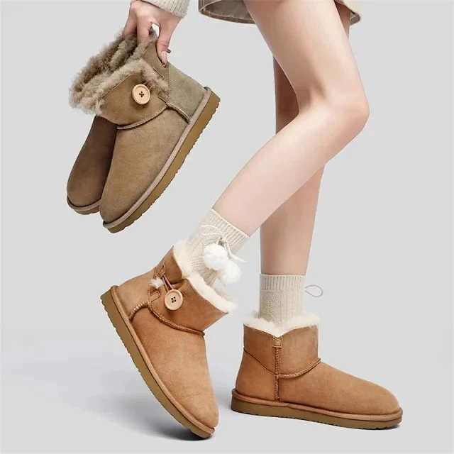 【隆丰溯源】中帮一粒扣雪地靴