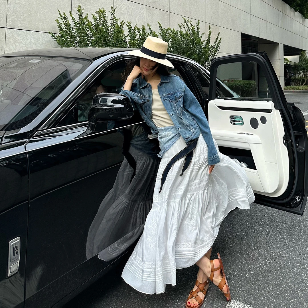 ROMI STUDIO“清新优雅”重工绣花白色全棉轻薄半身裙 RWCRXJ3005