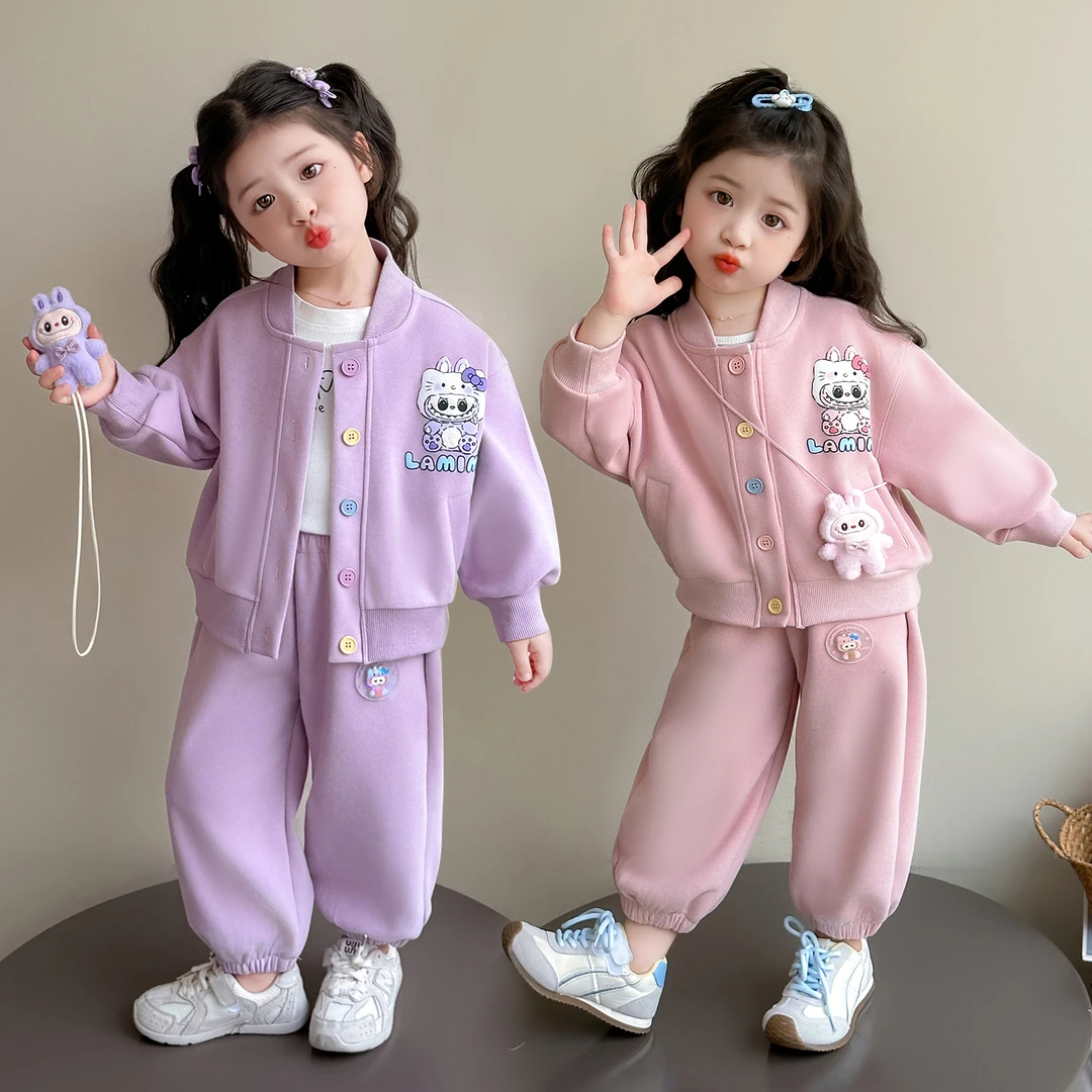 女童运动套装春秋款2025新款洋气时髦女孩宝宝秋装卫衣儿童两件套